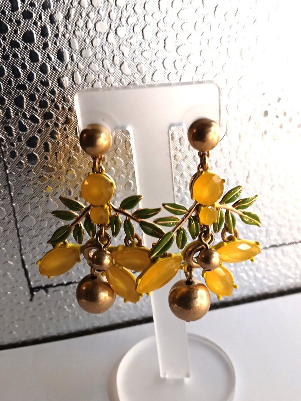 Y2K Vintage J. Crew Lemon Motif Earrings with Gold Accents